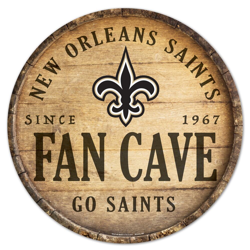 NFL Saints Barrel Sign 14" Fan Cave Brown Retro New Orleans Wall Football New